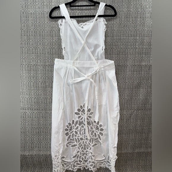 Handmade Battenburg Vintage Linen Apron Victorian Maid size M/L - Picture 2 of 12